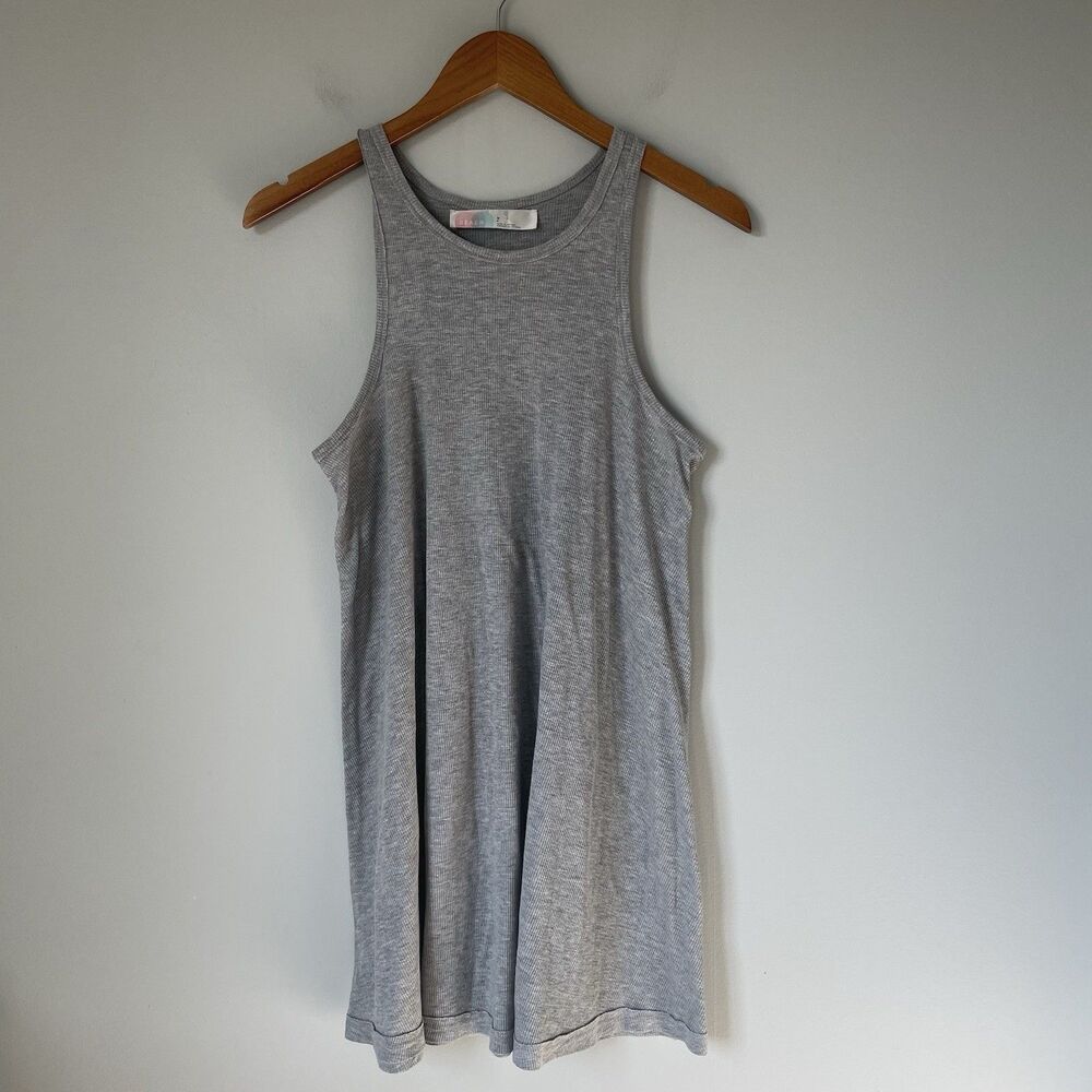 Free People Beach Ribbed Basic Mini Dress Sleeveless Gray Women's Size Small